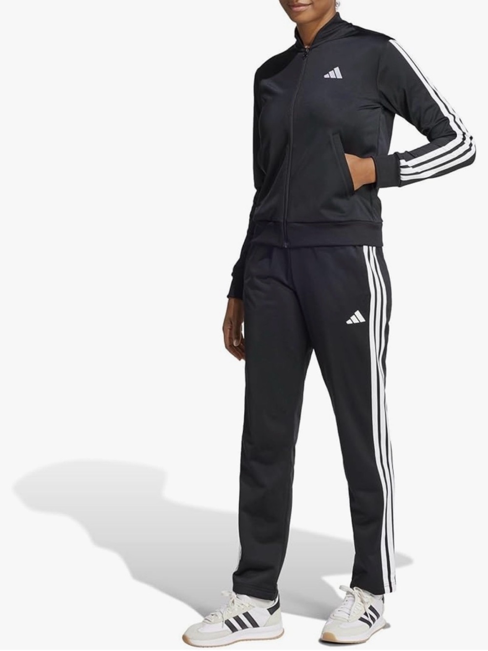 Adidas Women’s Black 3-Stripes Track Suit Set Womens